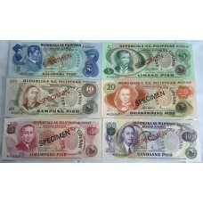 PHILIPPINES 1978 . TWO 2 - ONE HUNDRED 100 PISO BANKNOTES . SPECIMEN